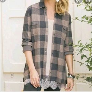 Soft surroundings lg button up buffalo check plaid